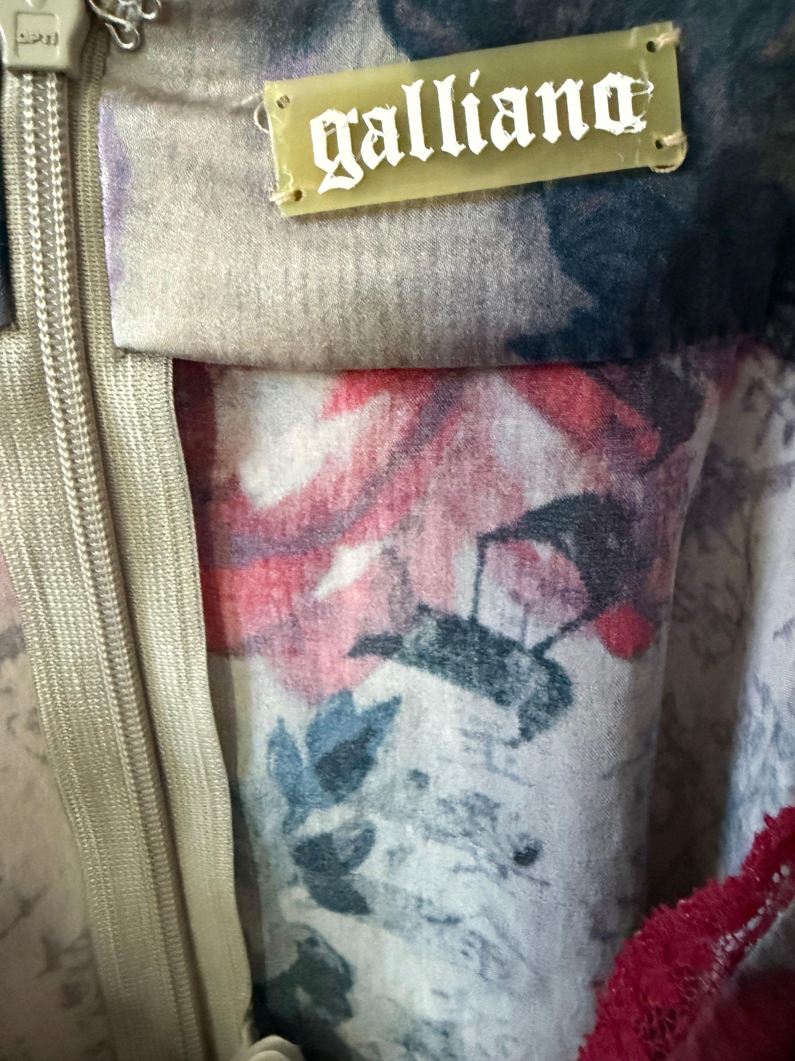 John Galliano 2000s Chinese Print Floral Silk Dress