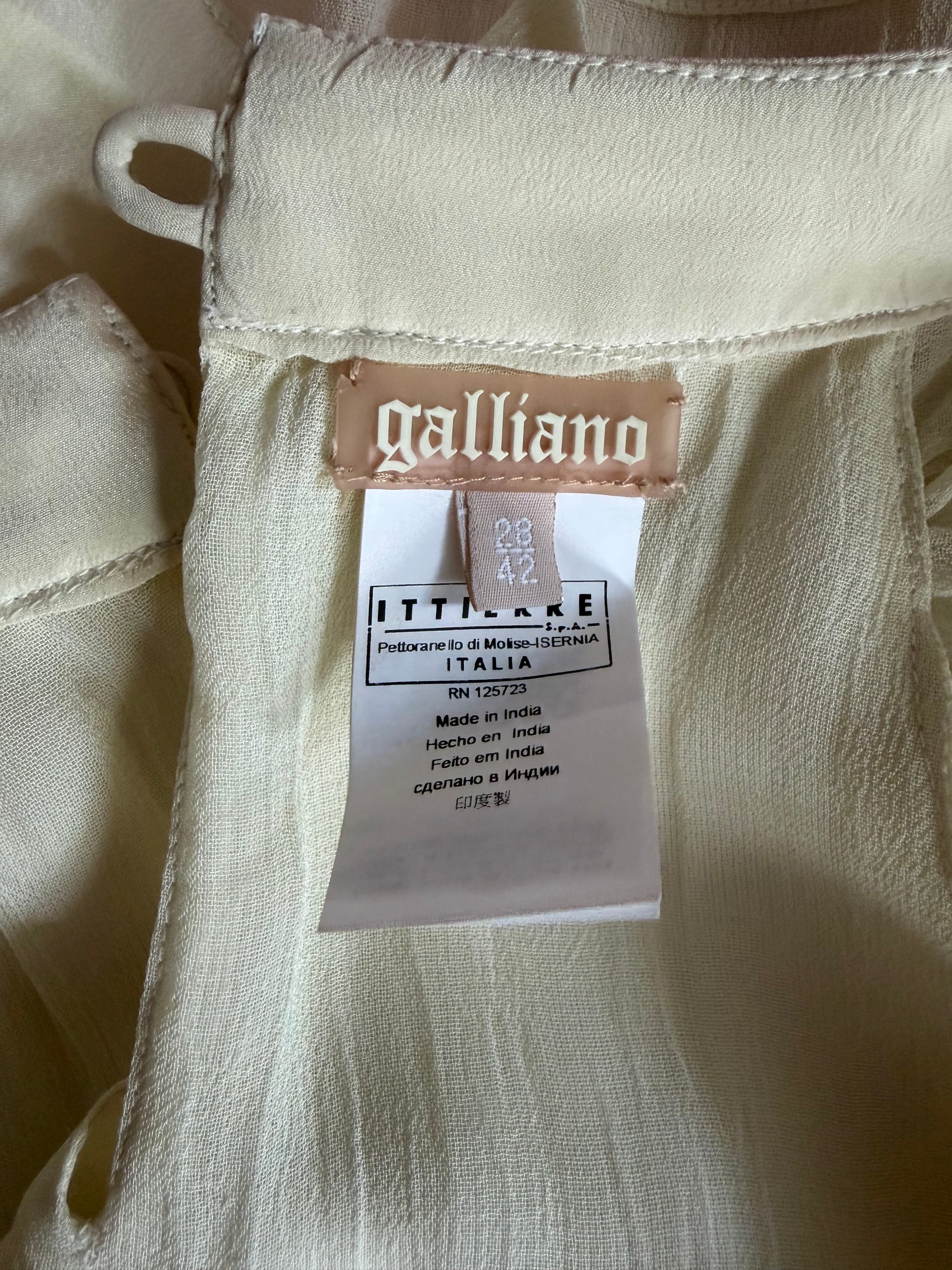 John Galliano 2000s Creamy Being Silk Sheer Dress with sequins