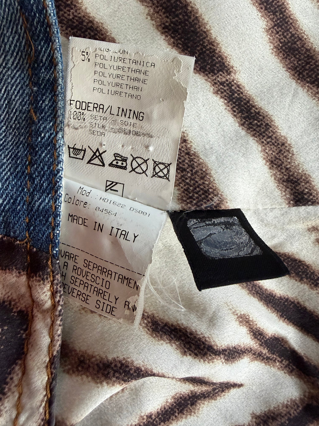 Roberto Cavalli 2000s Vintage Denim Waistcoat Zebra Print Back.