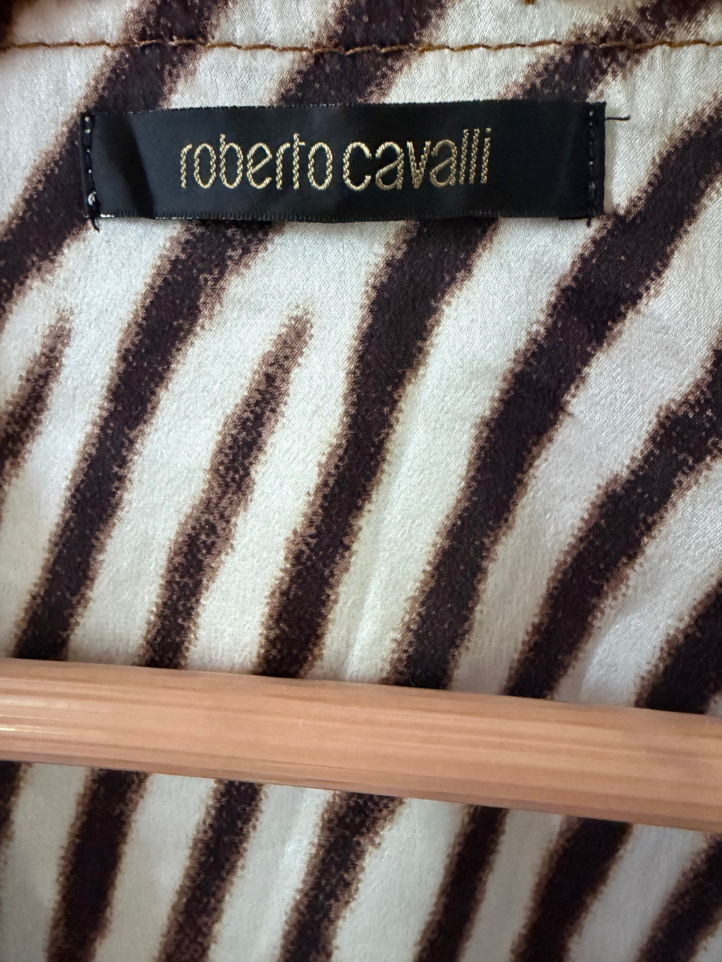 Roberto Cavalli 2000s Vintage Denim Waistcoat Zebra Print Back.