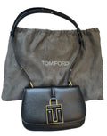 Tom Ford Black Leather Flap Mini Bag Padlock Logo Charm Gold Tone Hardware