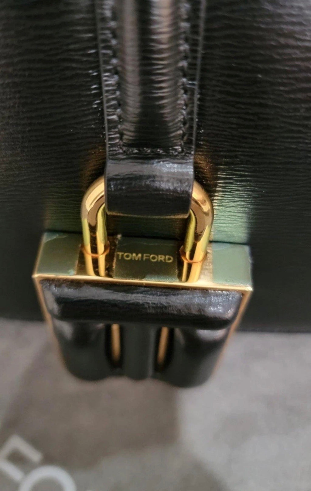 Tom Ford Black Leather Flap Mini Bag Padlock Logo Charm Gold Tone Hardware