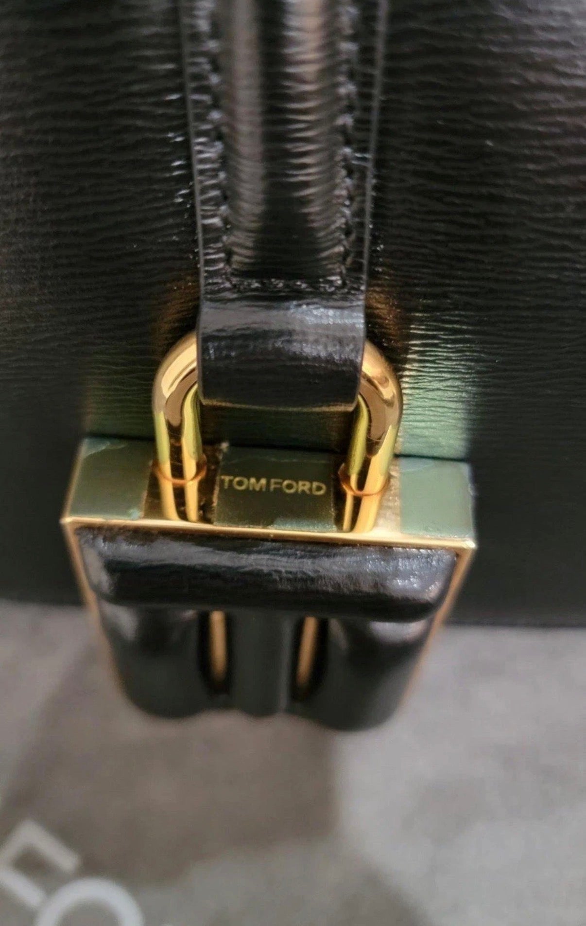 Tom Ford Black Leather Flap Mini Bag Padlock Logo Charm Gold Tone Hardware