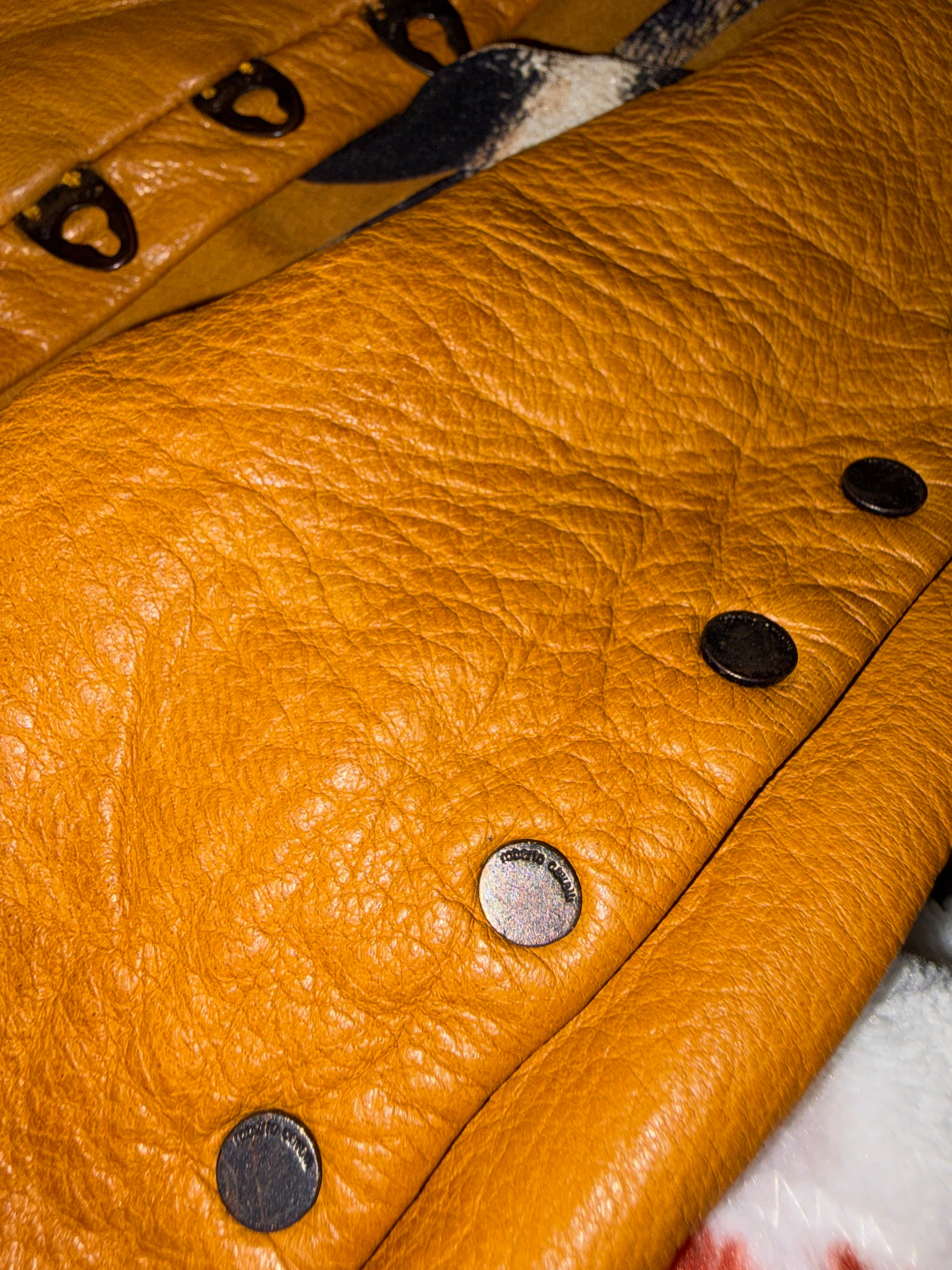 Roberto Cavalli 2003 Brown Leather Silk Corset Leopard Print M