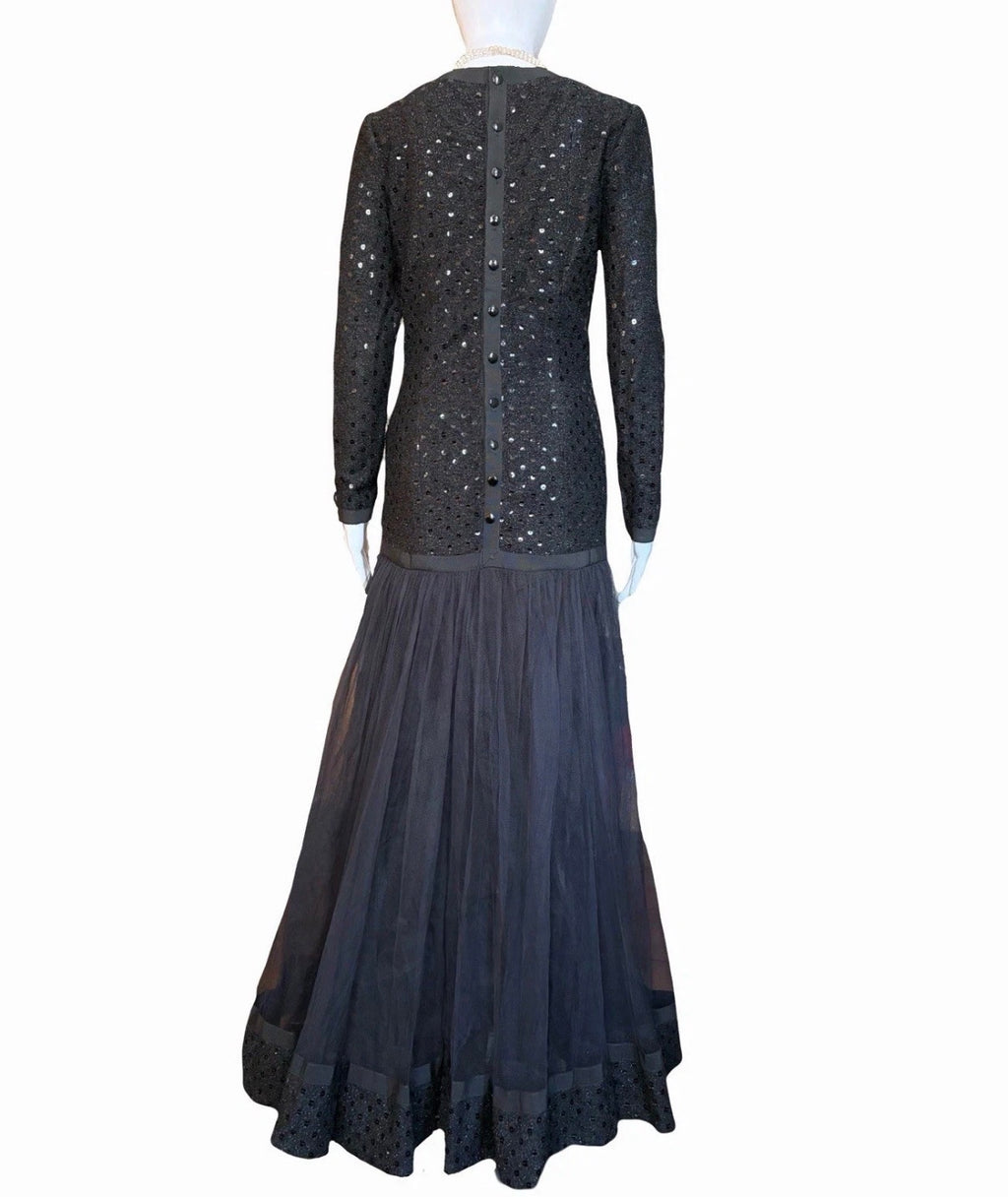 Chanel Vintage 1983/84 Black Sequin Gown Dress By Karl Lagerfeld