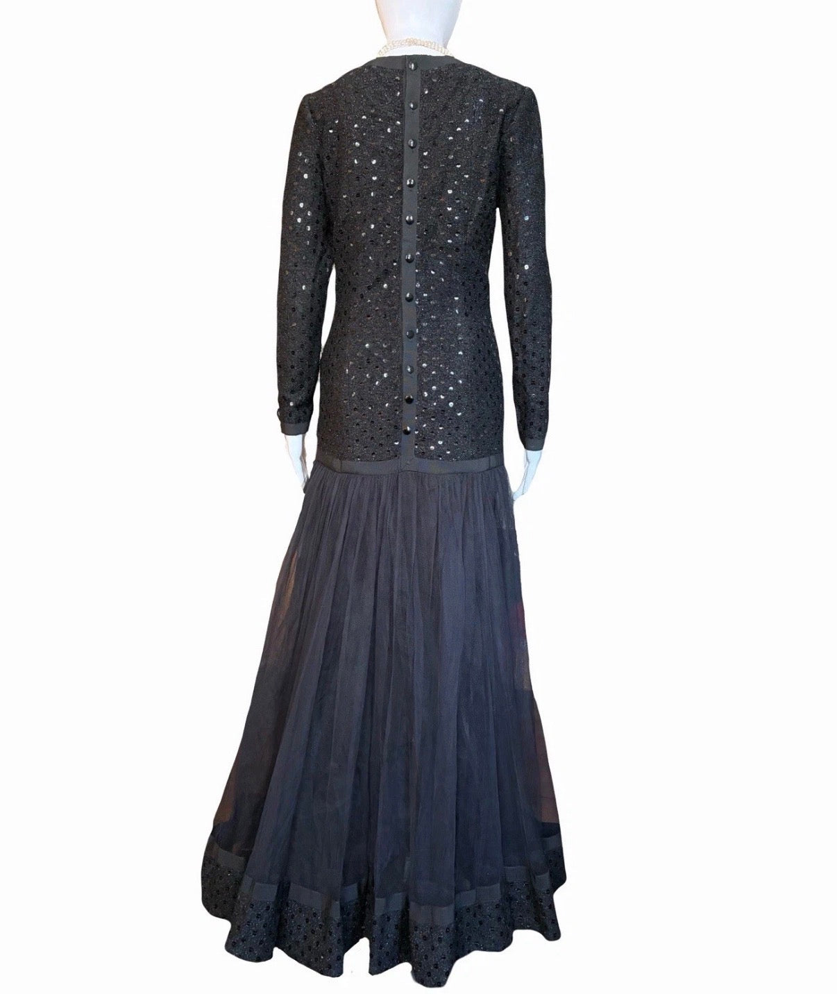 Chanel Vintage 1983/84 Black Sequin Gown Dress By Karl Lagerfeld