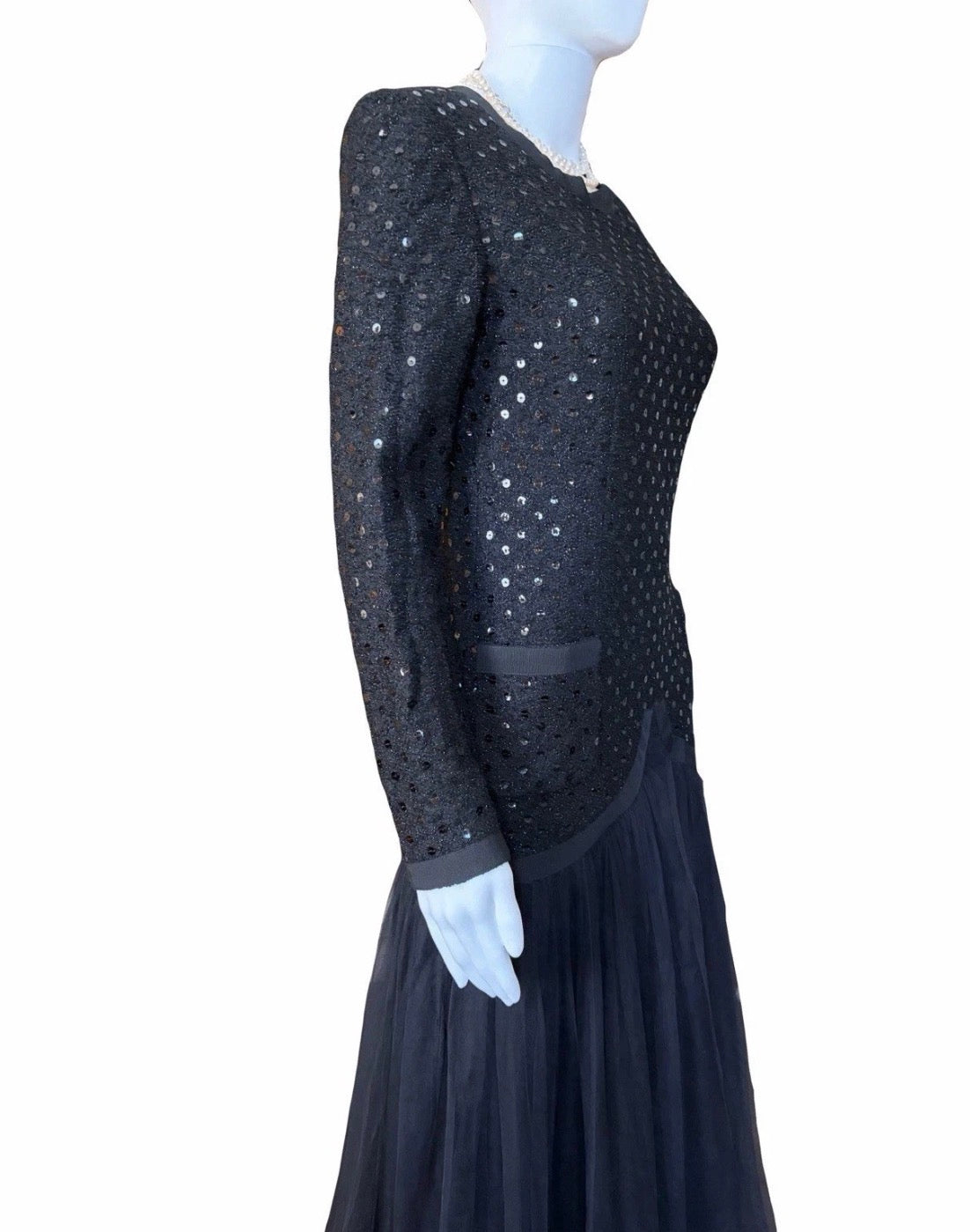 Chanel Vintage 1983/84 Black Sequin Gown Dress By Karl Lagerfeld