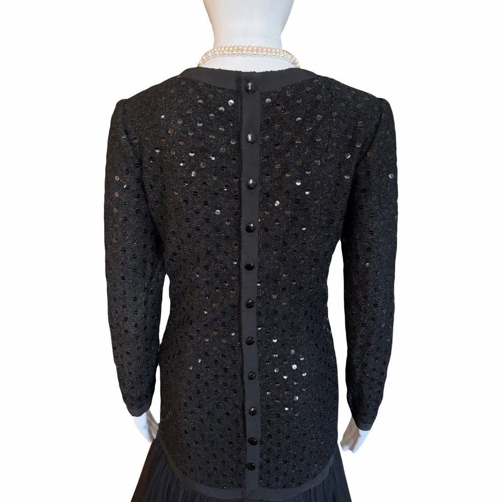 Chanel Vintage 1983/84 Black Sequin Gown Dress By Karl Lagerfeld