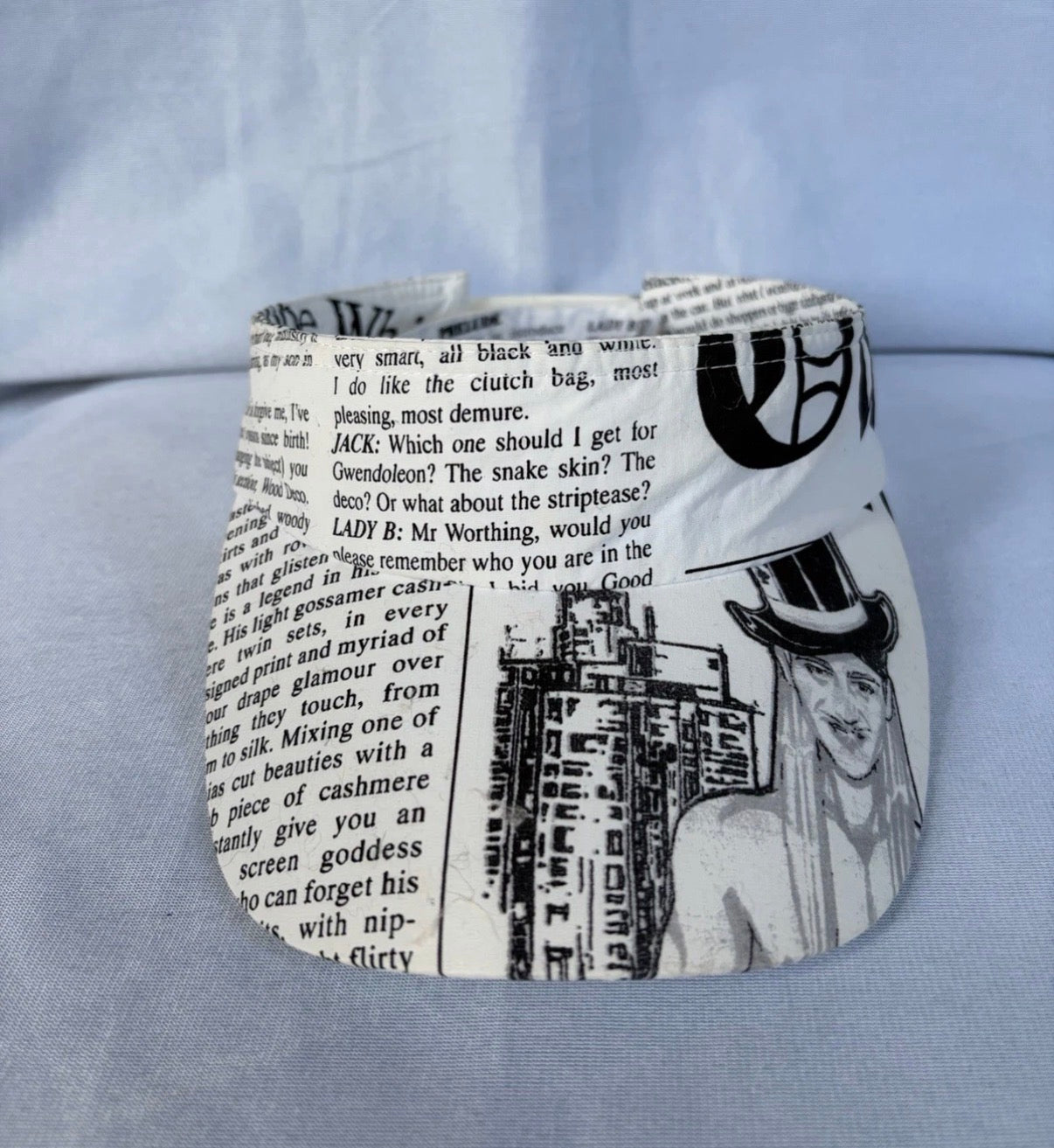 John Galliano Vintage Newspaper Gazette Print Visor