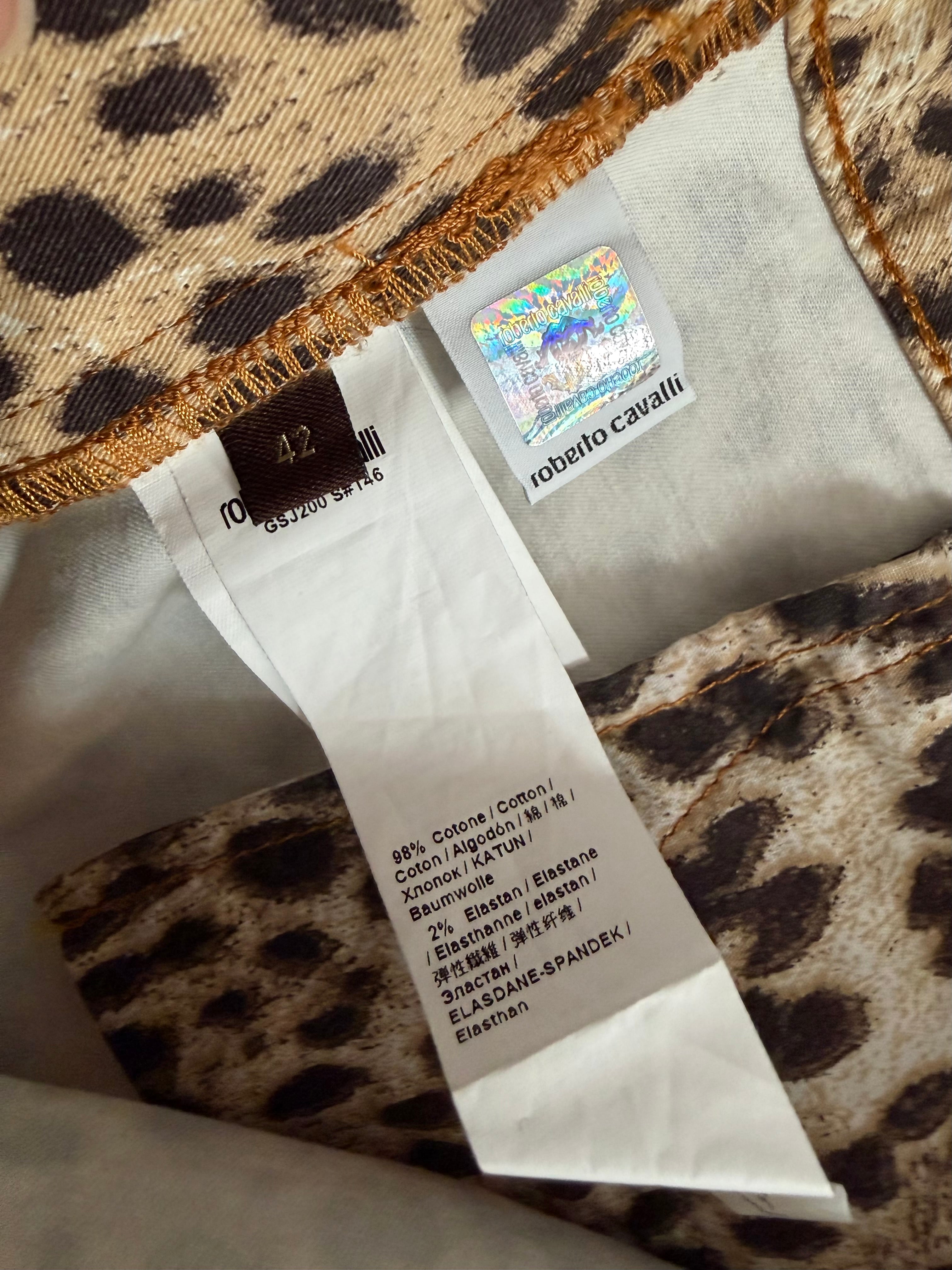 Roberto Cavalli 2000s Vintage Leopard Print Jeans 42IT