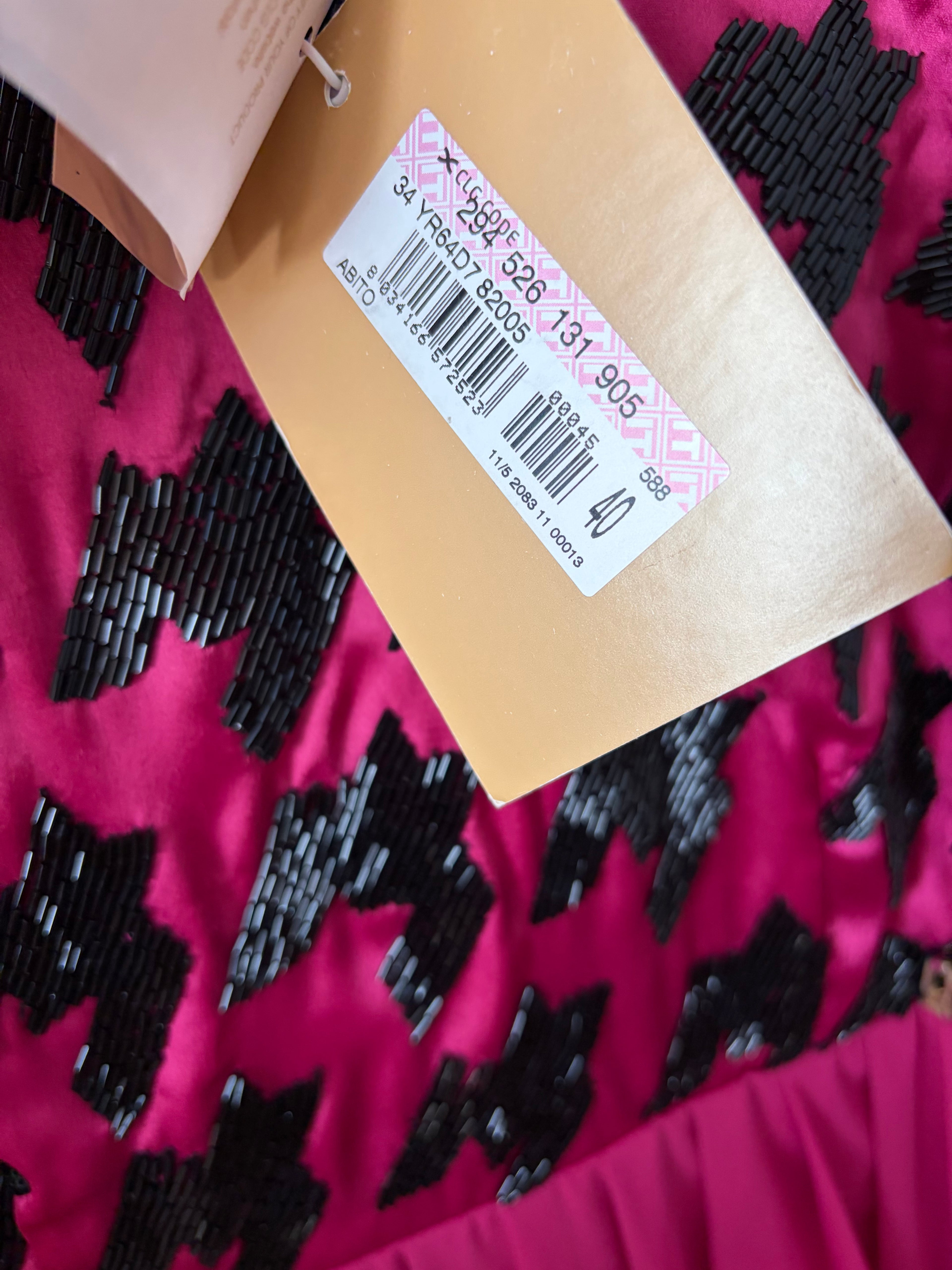 John Galliano 2000s Fuchsia Mini Dress 40IT  Sequin Houndstooth New