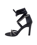 Gucci By Tom Ford 2004 Black Satin Sandals Rhinestones Ankle Strap 40eu