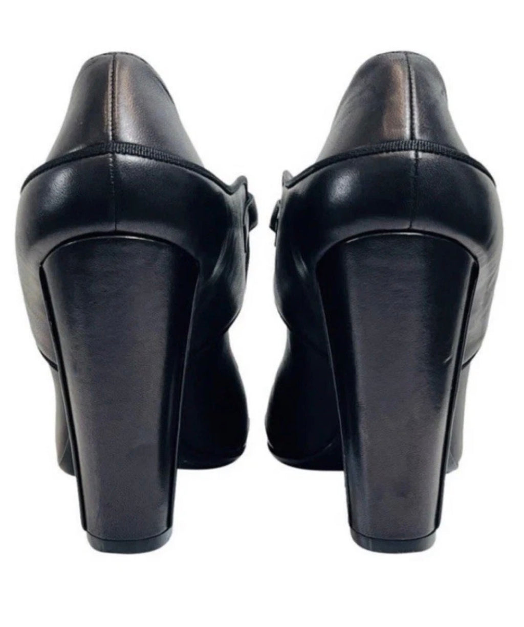 Chanel Mary Jane Pumps Black 38.5 CC Logo Ankle Strap Fall/2008