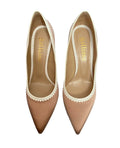 John Galliano Beige Pink Pointed High Heels 38eu Rhinestones Logo 2000s