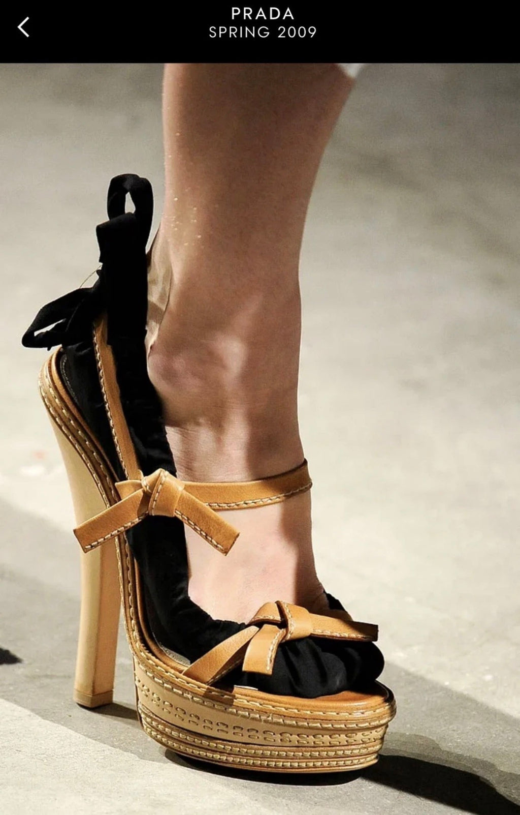 PRADA Iconic Spring/2009 High Heel Platform Sandals in Tan Leather 37eu