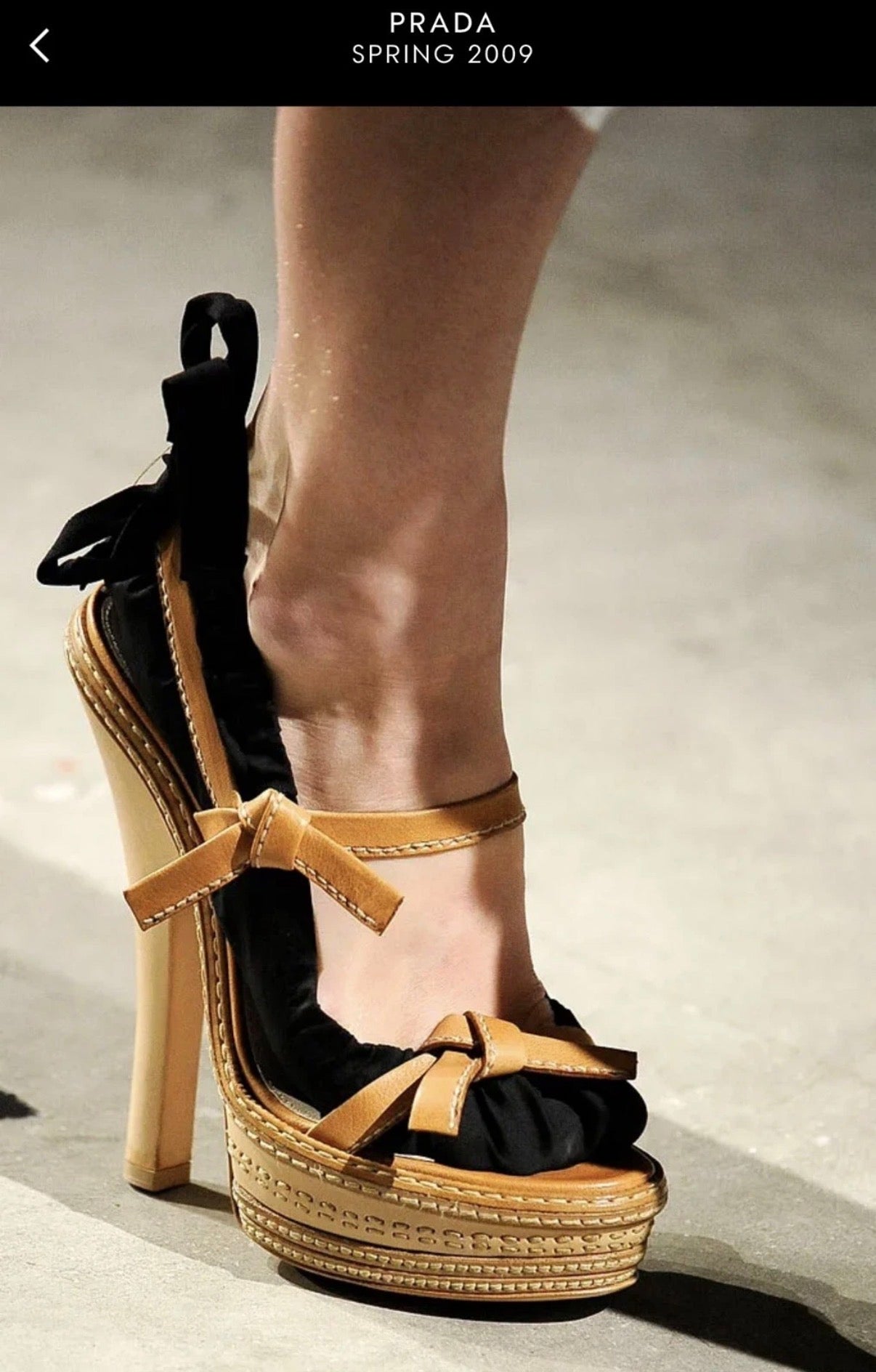 PRADA Iconic Spring/2009 High Heel Platform Sandals in Tan Leather 37eu