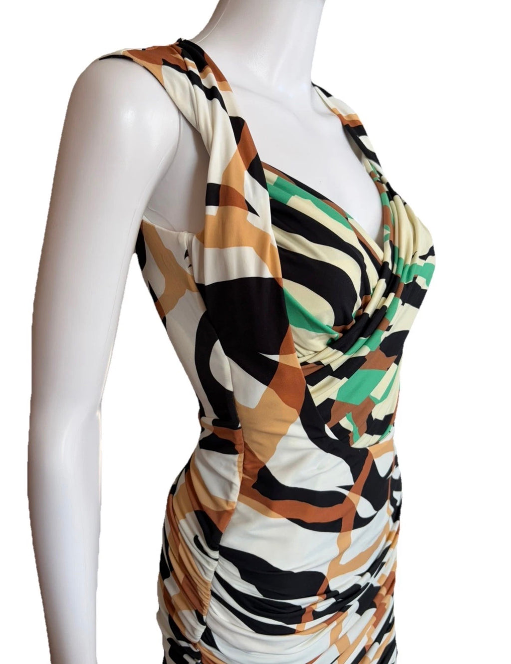 Roberto Cavalli Animal Print  Drapped Short Dress 38IT