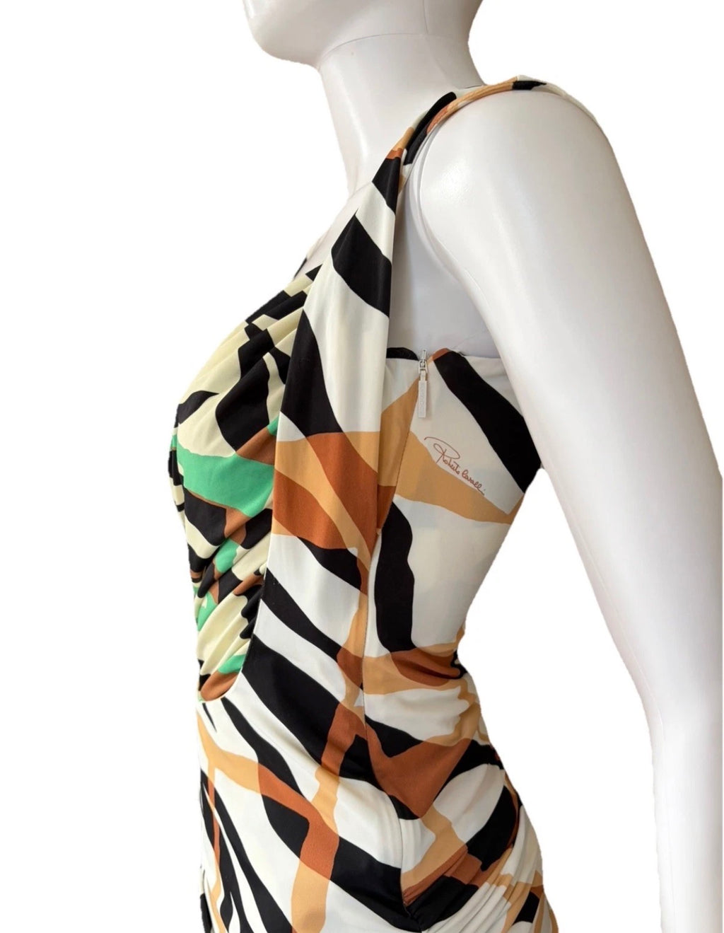 Roberto Cavalli Animal Print  Drapped Short Dress 38IT
