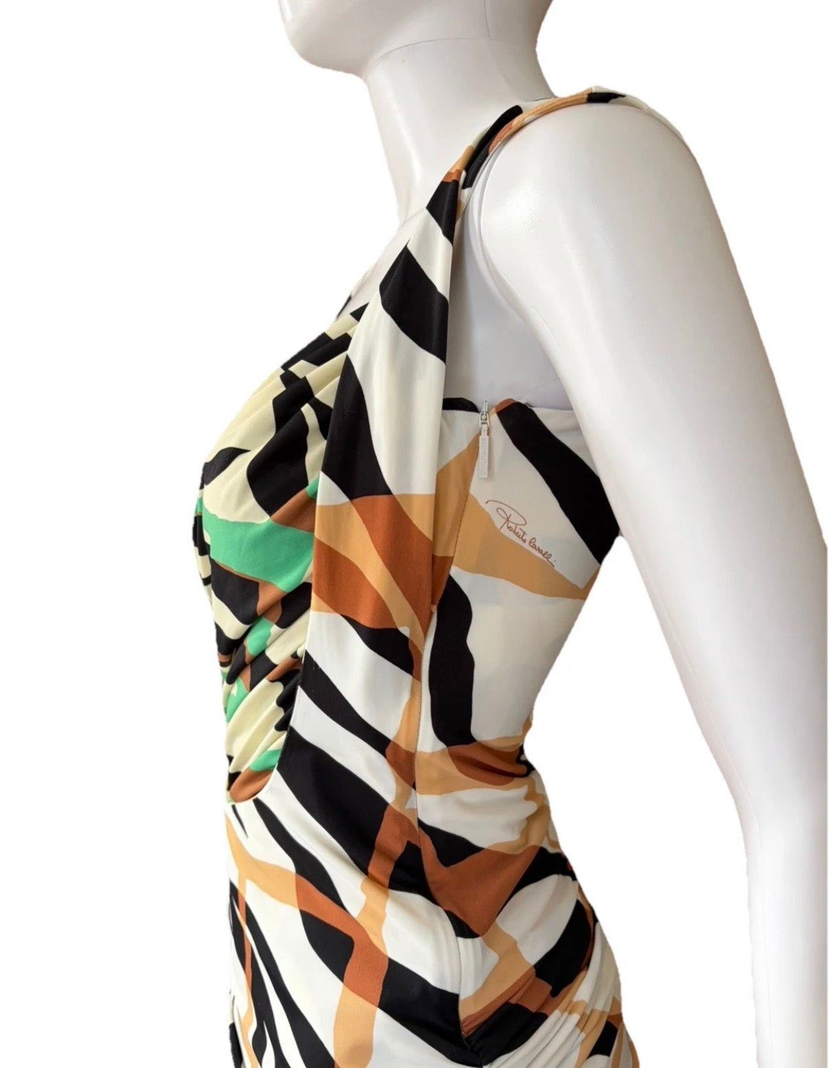Roberto Cavalli Animal Print  Drapped Short Dress 38IT
