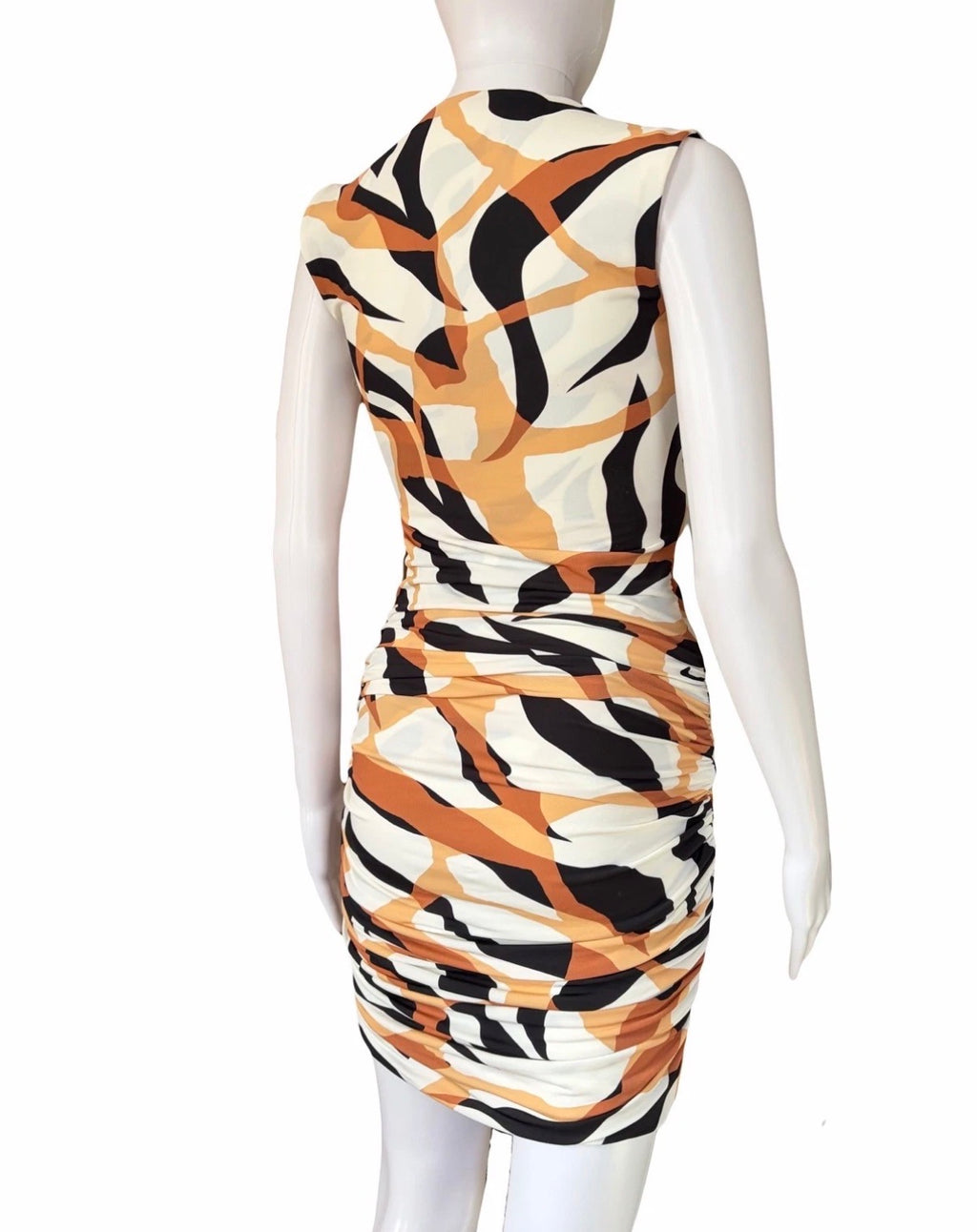 Roberto Cavalli Animal Print  Drapped Short Dress 38IT