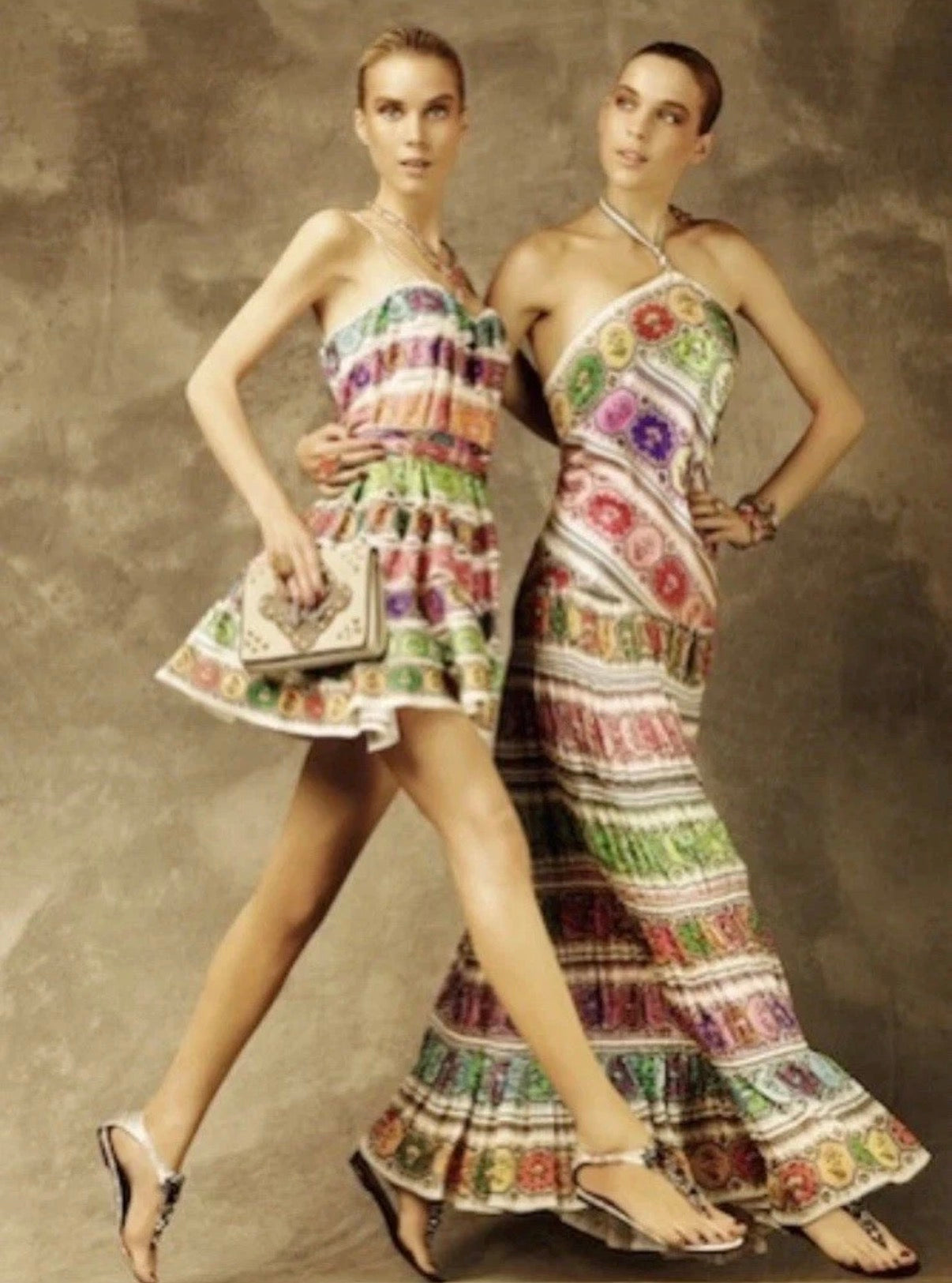 Roberto Cavalli Silk Mini Dress Spring/2010 Seen On Paris Hilton Multicolour 40IT