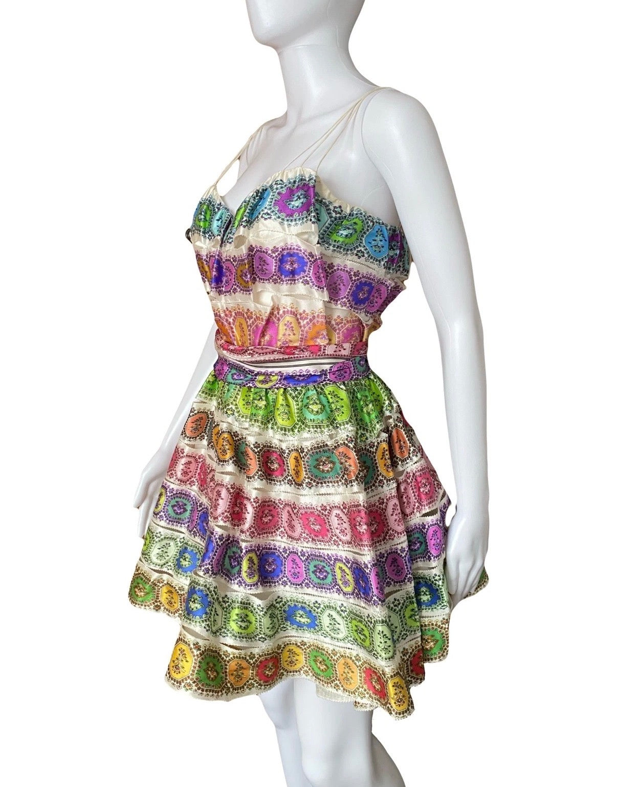 Roberto Cavalli Silk Mini Dress Spring/2010 Seen On Paris Hilton Multicolour 40IT