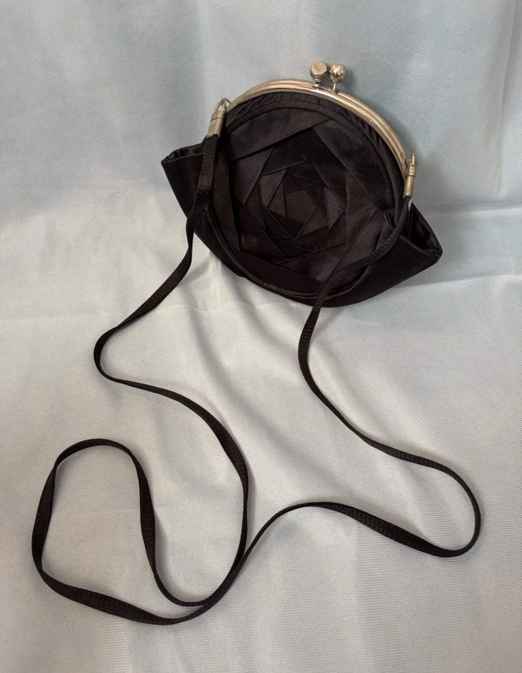 JOHN GALLIANO Satin Rose Bag Black Vintage 2000s