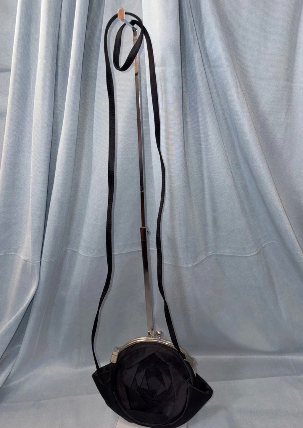 JOHN GALLIANO Satin Rose Bag Black Vintage 2000s