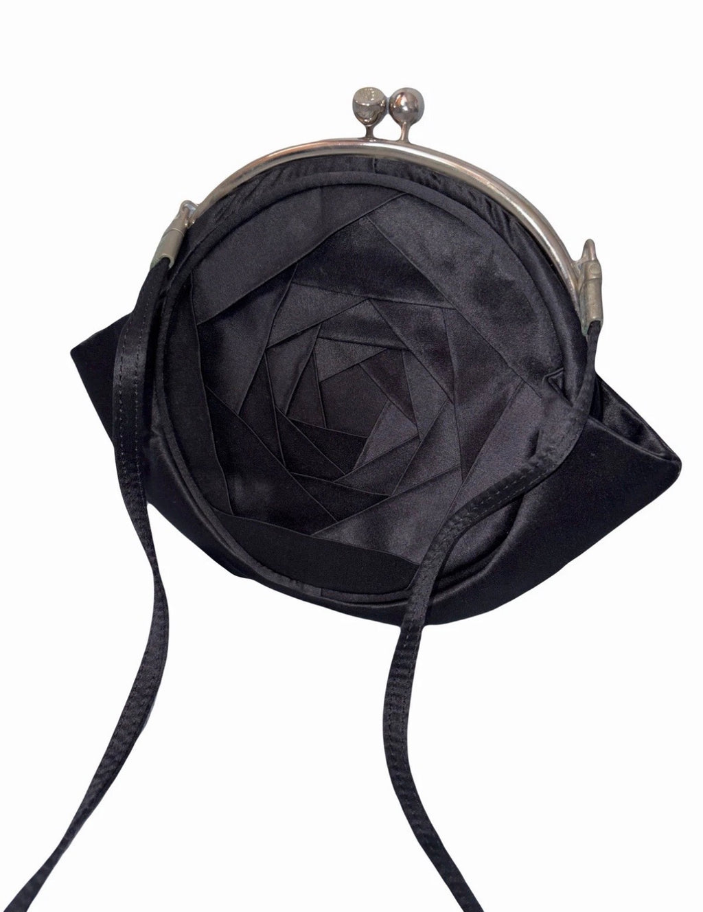 JOHN GALLIANO Satin Rose Bag Black Vintage 2000s