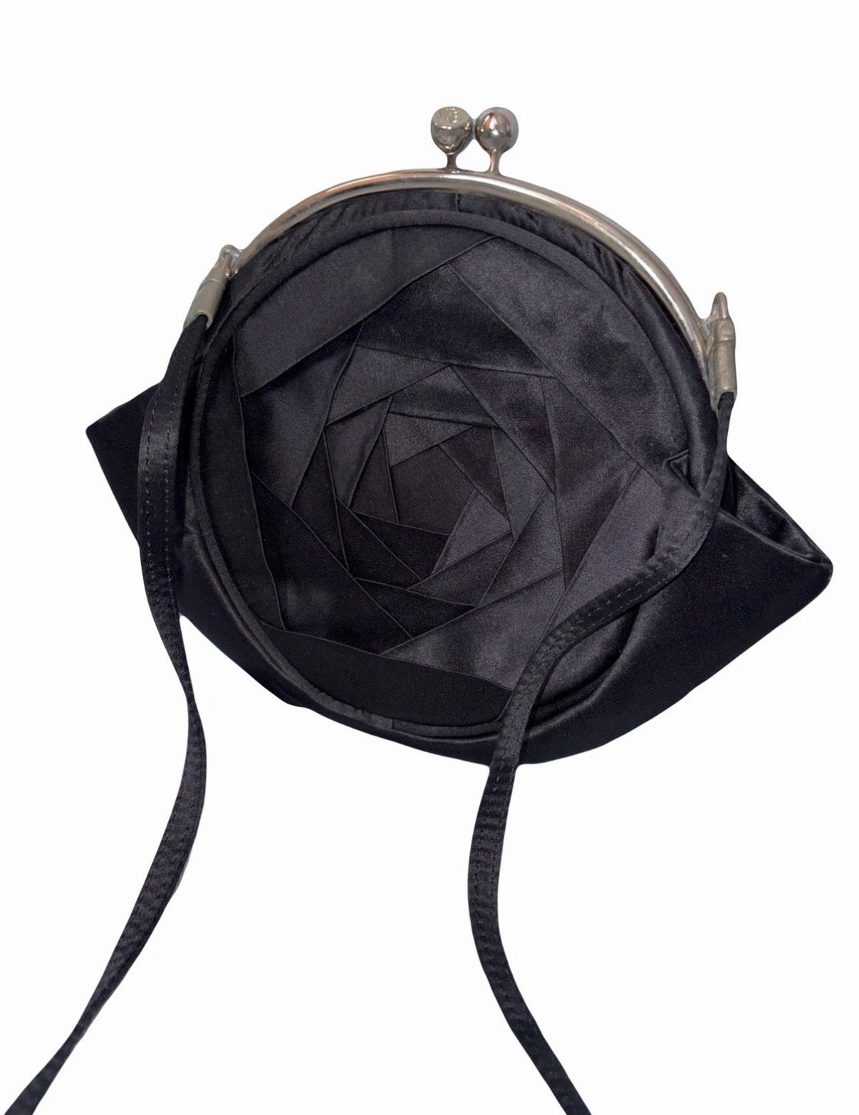 JOHN GALLIANO Satin Rose Bag Black Vintage 2000s