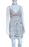 JOHN GALLIANO Iconic Gazette Print Mini Dress 2000s Vintage Newspaper  White Black