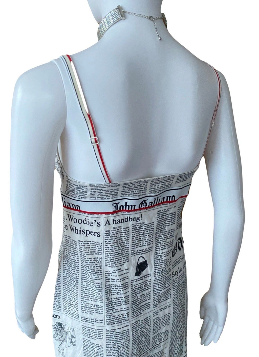 JOHN GALLIANO Iconic Gazette Print Mini Dress 2000s Vintage Newspaper  White Black