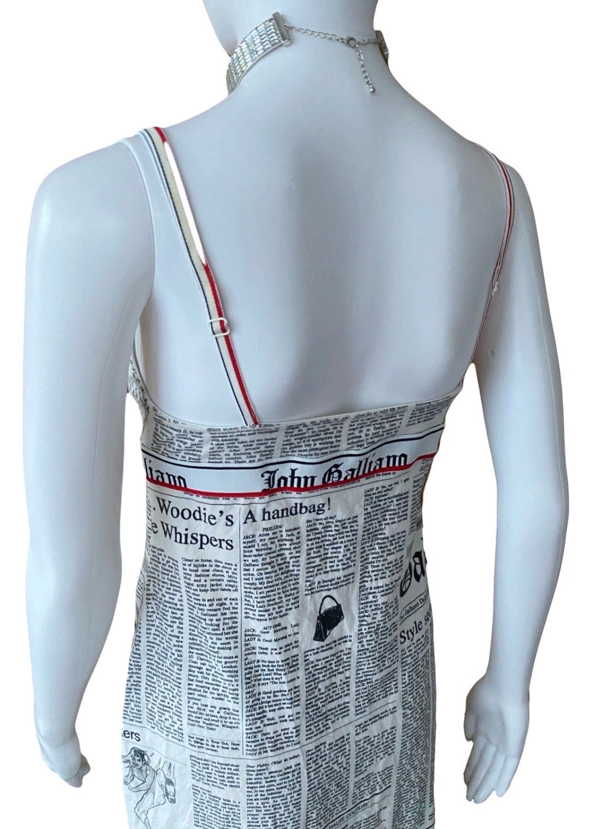 JOHN GALLIANO Iconic Gazette Print Mini Dress 2000s Vintage Newspaper  White Black