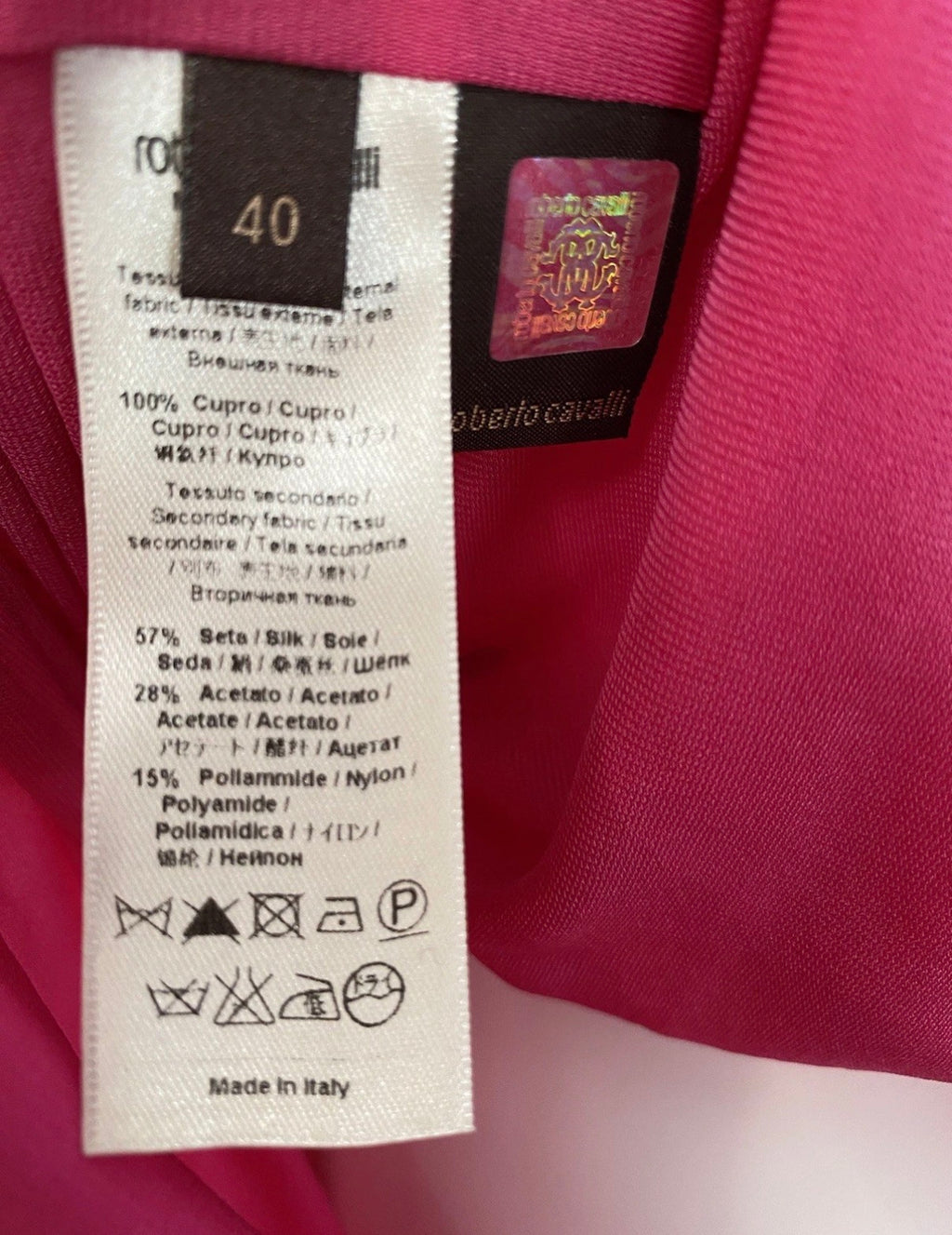 Roberto Cavalli Pink Cocktail Mini Dress Draped V-Neck 40IT Jewelled Logo