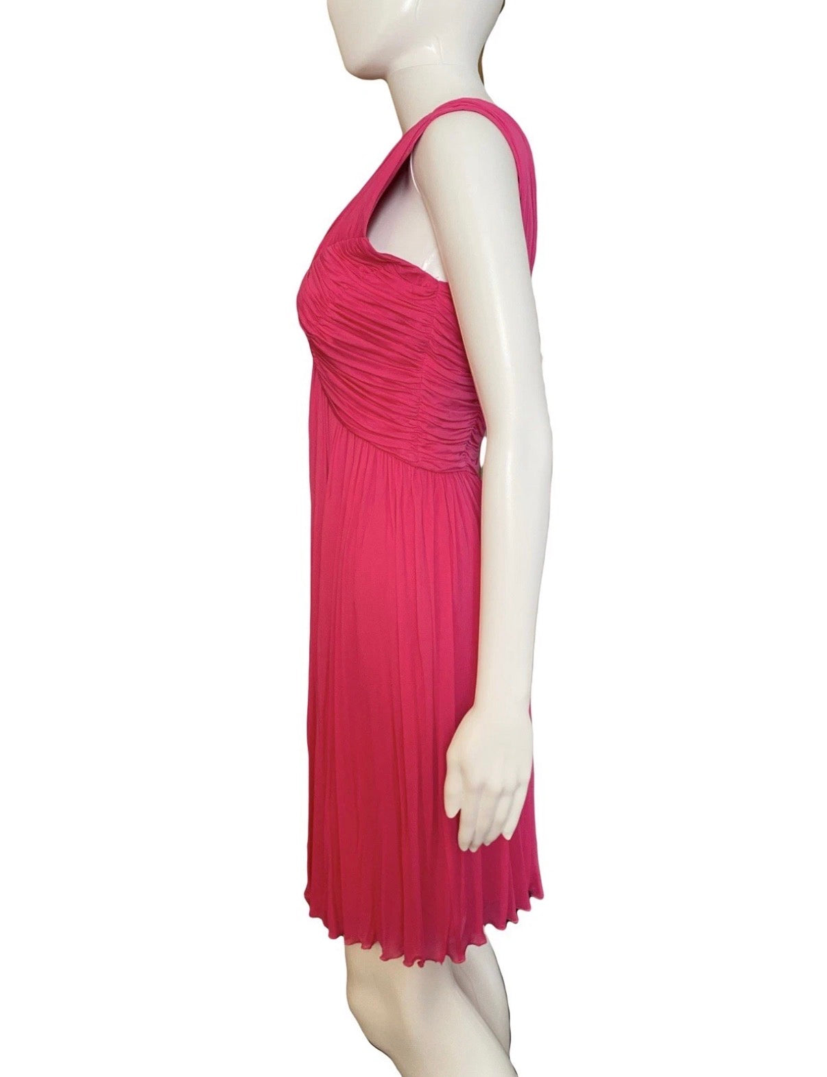 Roberto Cavalli Pink Cocktail Mini Dress Draped V-Neck 40IT Jewelled Logo