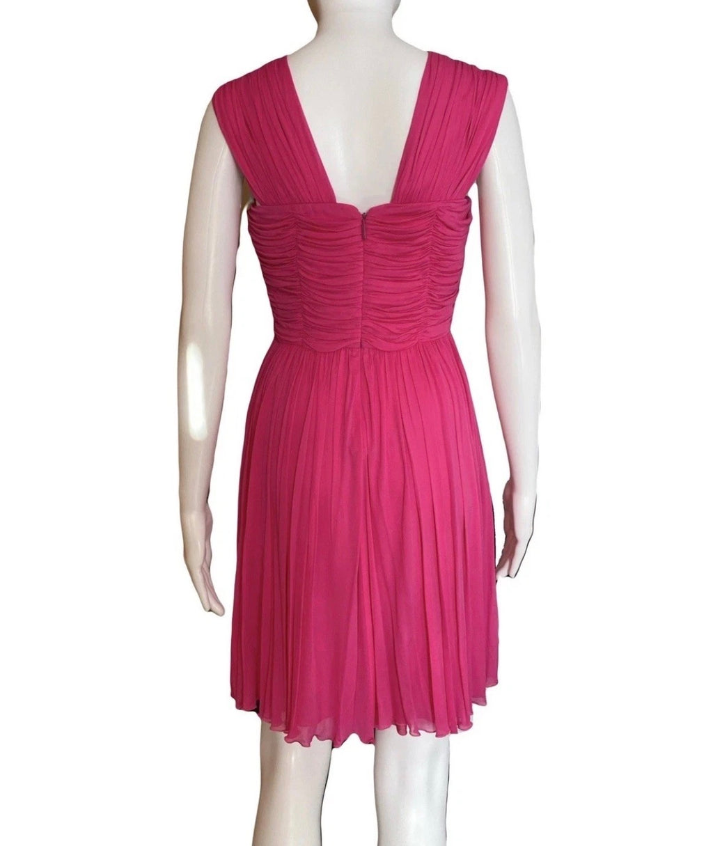 Roberto Cavalli Pink Cocktail Mini Dress Draped V-Neck 40IT Jewelled Logo