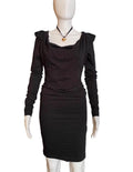 Vivienne Westwood Black Mini Bodycon Dress Puffed Sleeves Cowl Neck XS
