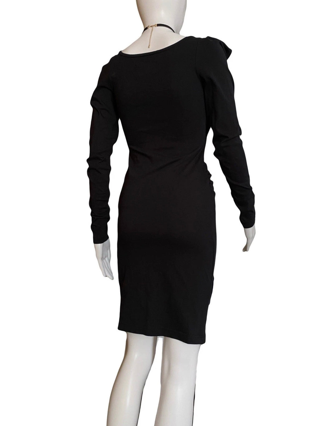 Vivienne Westwood Black Mini Bodycon Dress Puffed Sleeves Cowl Neck XS