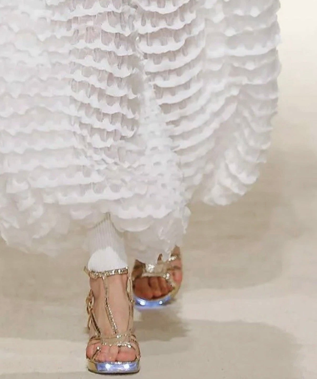 Chanel Rose Gold Sandals Cracked Leather Open Toe LED Light 36.5eu Resort 2015