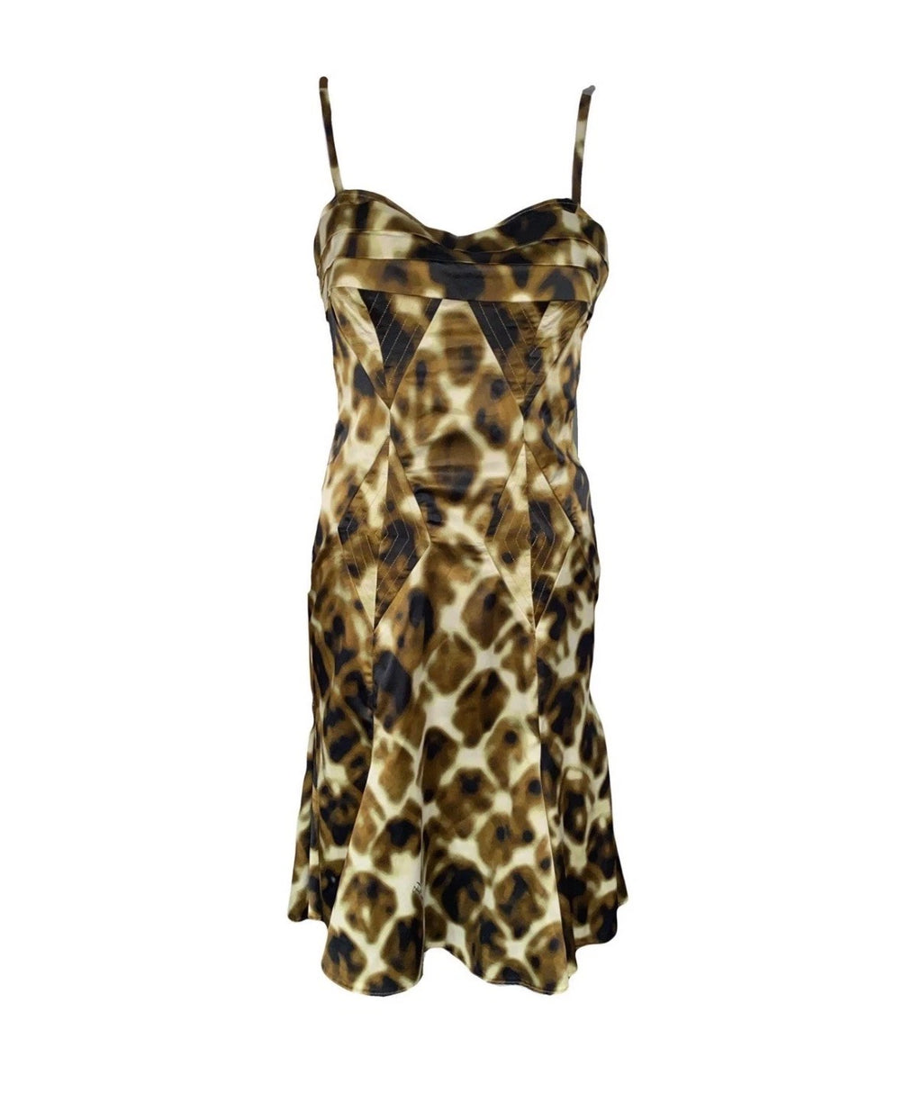 Just Cavalli Dress 42IT Bustier Animal Print Structured Fit