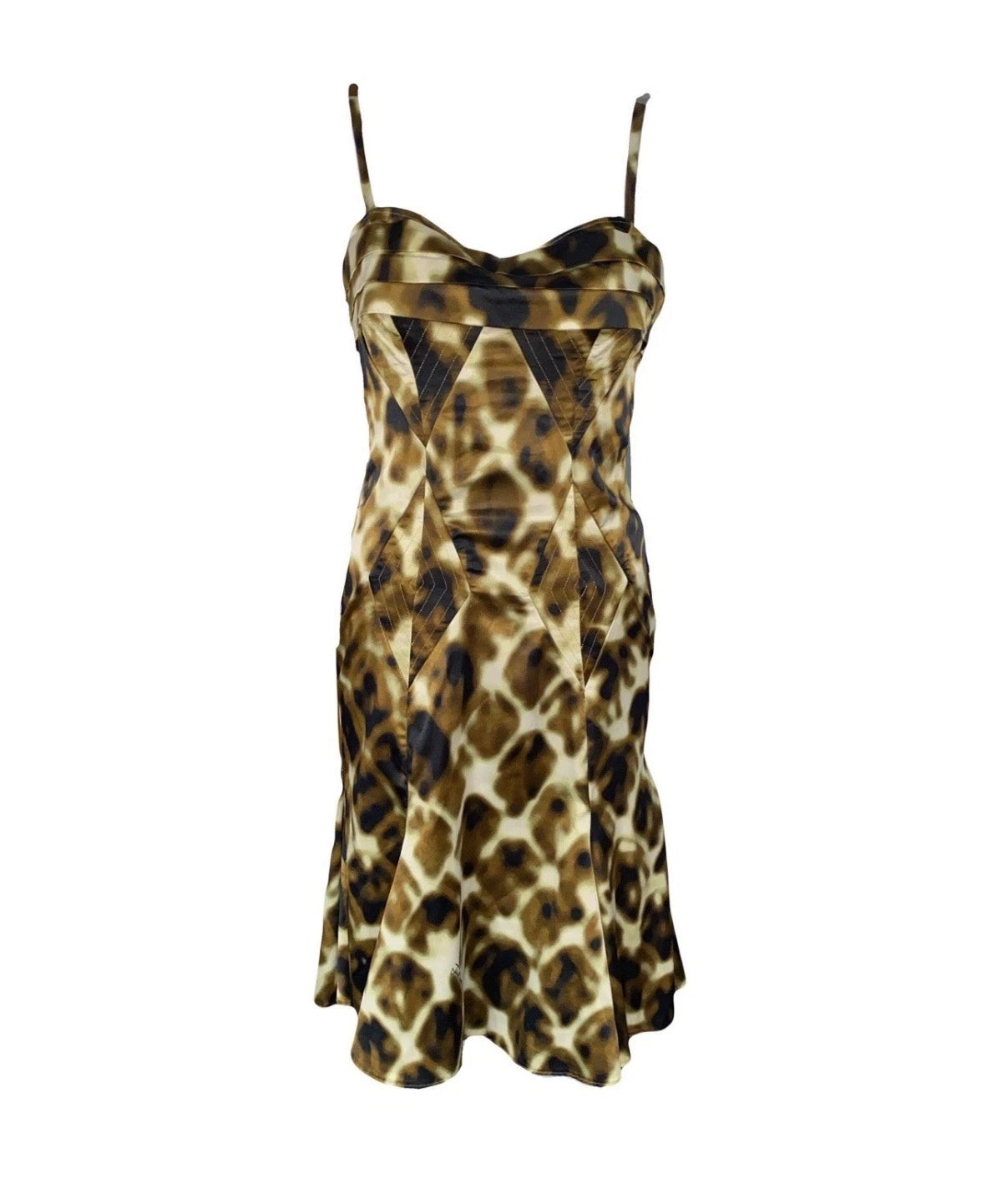 Just Cavalli Dress 42IT Bustier Animal Print Structured Fit