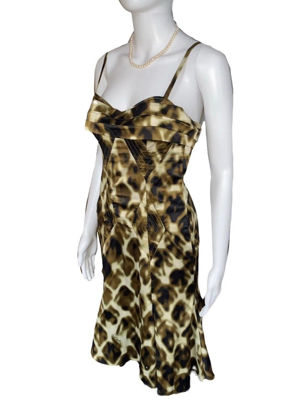 Just Cavalli Dress 42IT Bustier Animal Print Structured Fit