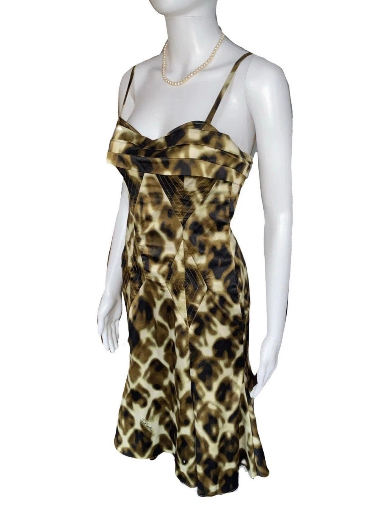 Just Cavalli Dress 42IT Bustier Animal Print Structured Fit