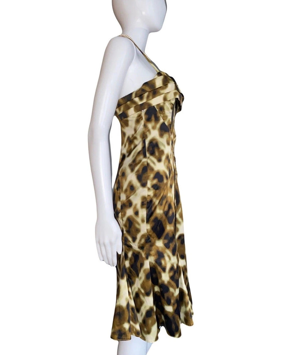 Just Cavalli Dress 42IT Bustier Animal Print Structured Fit