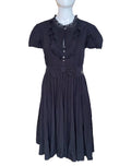 John Galliano 2000s Gothic Dress Puff Sleeves Ruffles Bow Waist 44IT Vintage