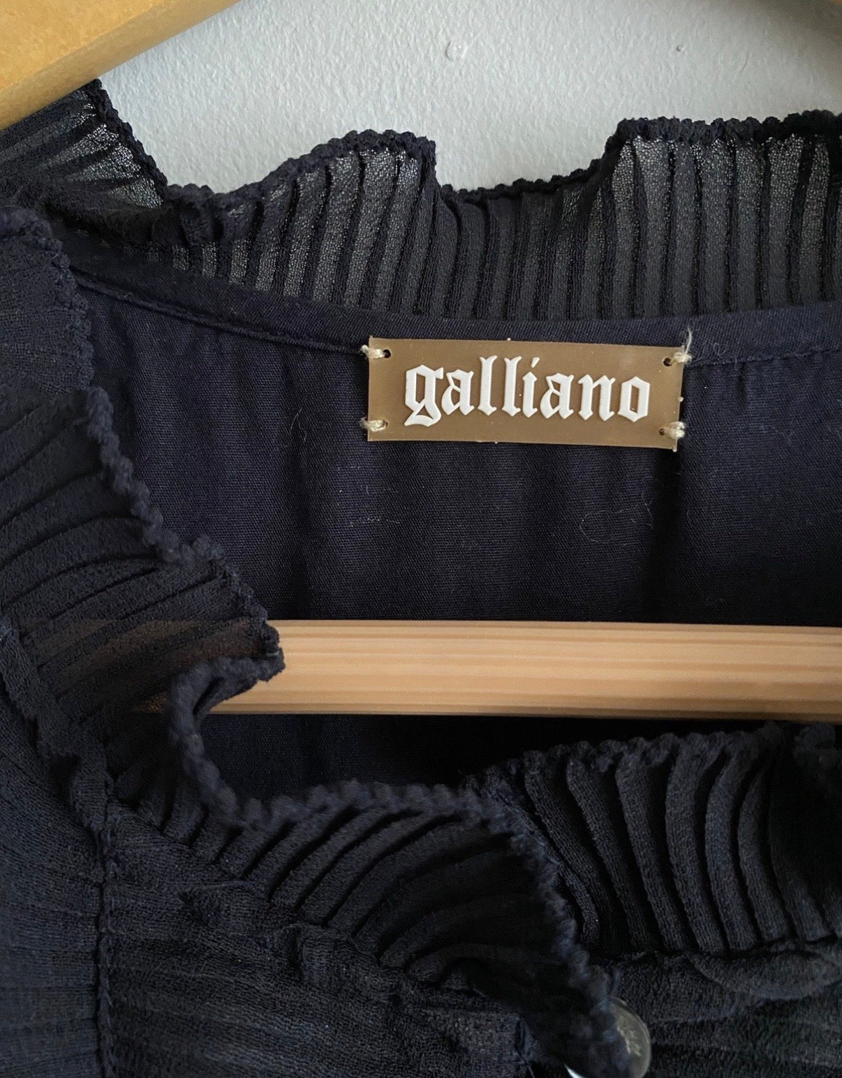 John Galliano 2000s Gothic Dress Puff Sleeves Ruffles Bow Waist 44IT Vintage