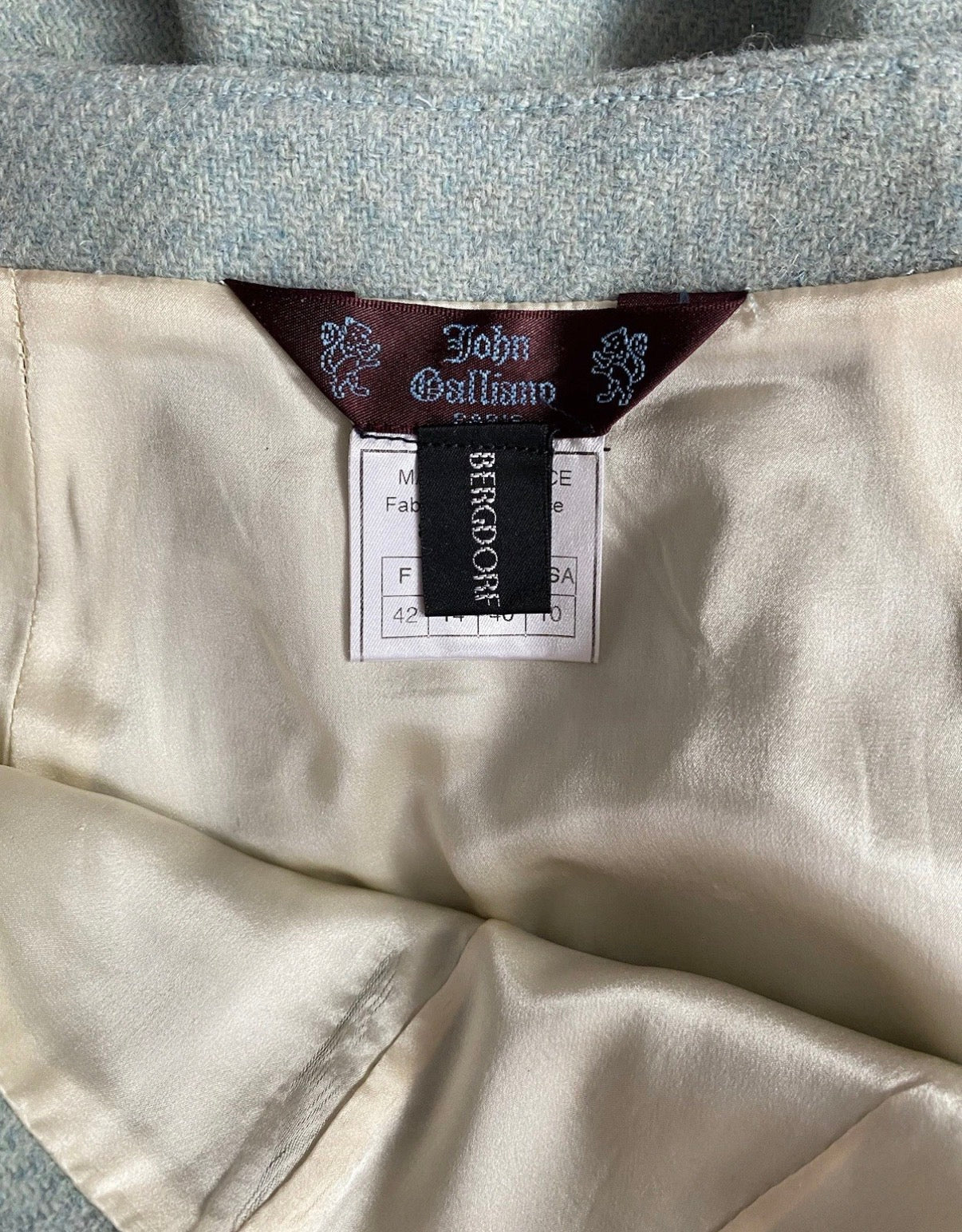 John Galliano Bias Cut Wool Pencil Skirt 42FR Vintage