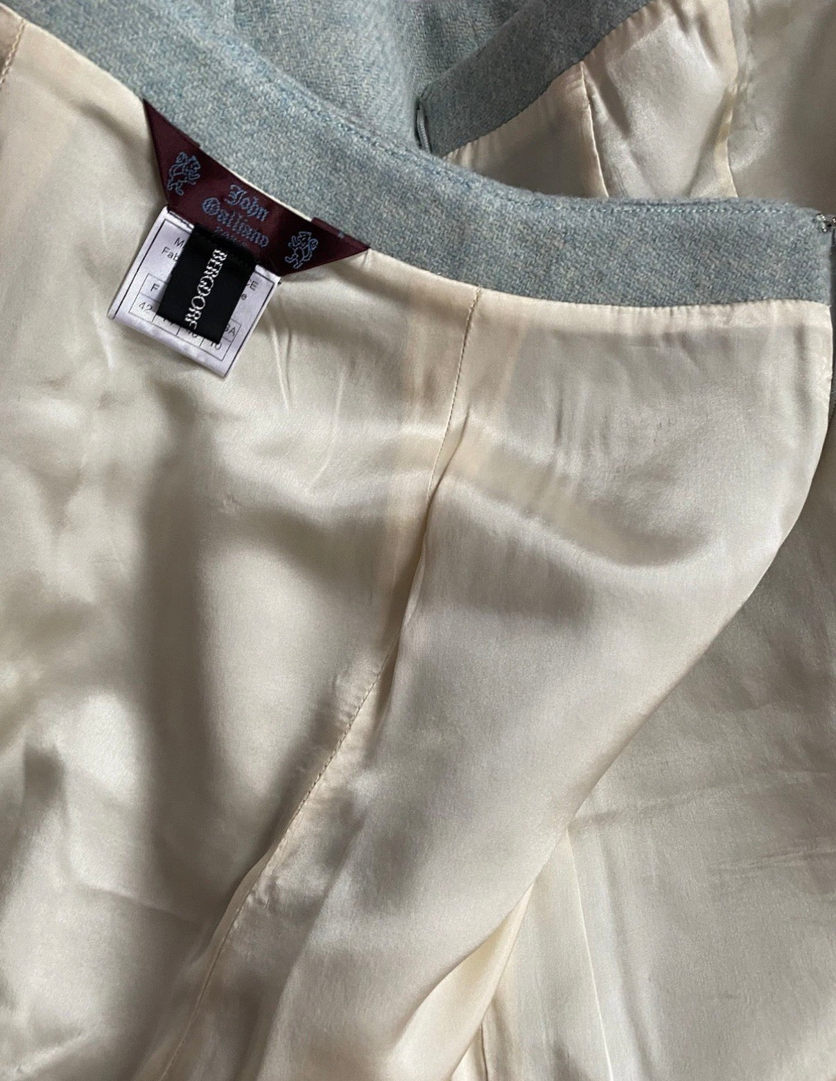 John Galliano Bias Cut Wool Pencil Skirt 42FR Vintage