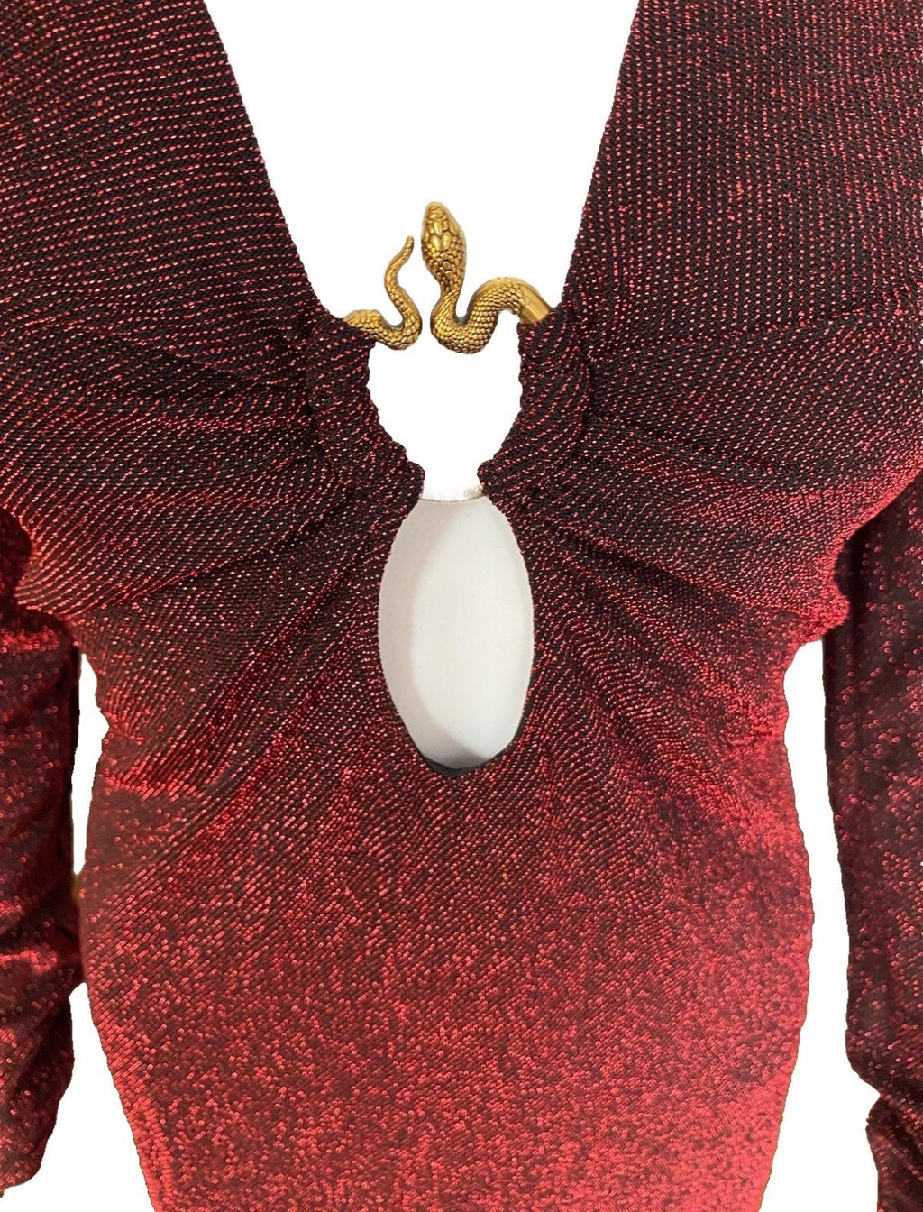 Just Cavalli Black Red Lurex Mini Dress With Snake Details 44IT New