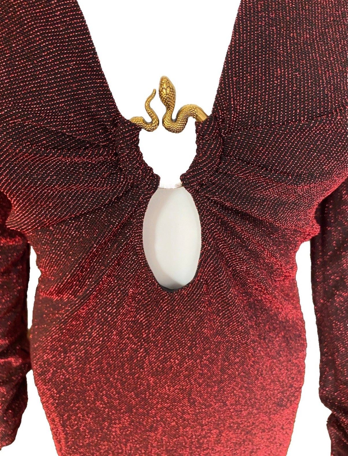 Just Cavalli Black Red Lurex Mini Dress With Snake Details 44IT New